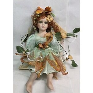 Cathay Collection #1104 Porcelain Doll Fairy On Swing Red Hair Irish Green Eyes